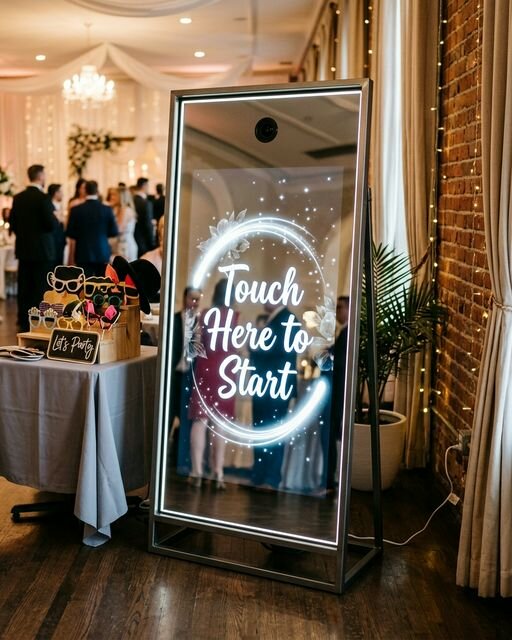 Mirror X full-length interactive mirror photo booth at an event